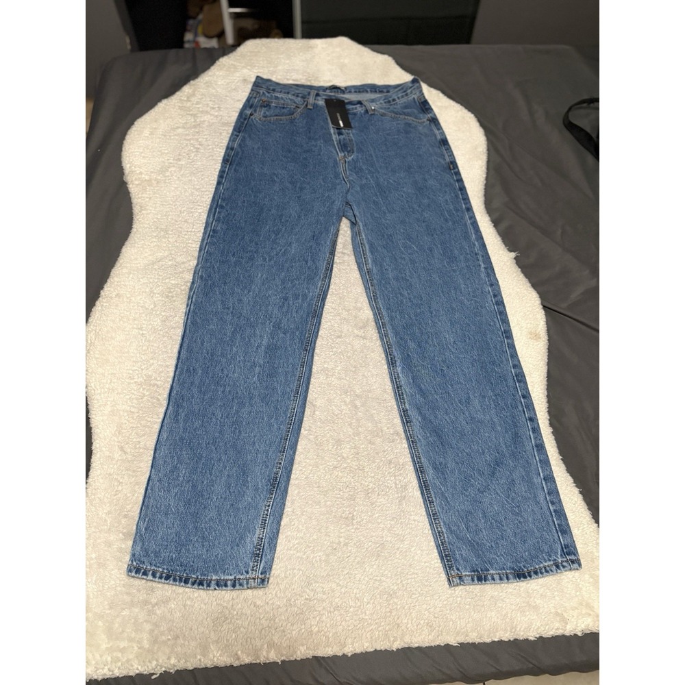NWT Fashion Nova Size 13 Crossover Straight Leg Jeans Blue Wash Denim New